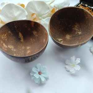 Bol en coquille de noix de coco naturelle, fait main, écologique, durable, réutilisable, résistant au four, anti-fuite, pour servir des aliments et à des fins décoratives - Product Image 3