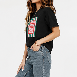 Oversized Silk Screen Printed Vintage Logo Crew Neck Breathable 100% Cotton Single Jersey Knitted T-<b>Shirt</b> <b>Women</b> <b>Loose</b> Fit Summer - Product Image 3