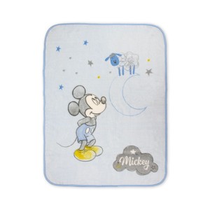 RASCHEL MOD. Couverture en peluche bleue classique MICKEY 110X140 avec motif de personnage non tissé - Product Image 1