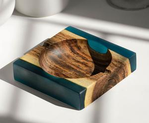 Sous-verres carrés faits à la main en résine, design en bois, ensemble de sous-verres à thé, qualité supérieure, sous-verres carrés ronds en résine époxy et bois personnalisables - Product Image 4