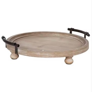 Bandeja de servicio de resina y madera de mango redondo más vendida, encanto rústico para una decoración elegante del hogar y servir alimentos a precio de fábrica - Product Image 5