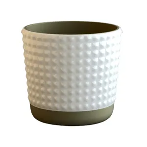 Bieden Ambient Grote Ronde Planter Sappige Plantenbak Metalen Plantenbak Indoor Pot Groen En Wit Kleur Unieke Look Tuinbenodigdheden