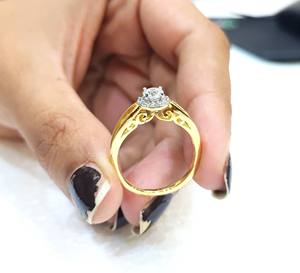 Anillo de Compromiso con Diamante Cultivado en Laboratorio de Corte Redondo de 0.40 Ct, Anillo de Oro Amarillo Sólido de 10K/14K/18K para Mujer, Estilo Vintage - Product Image 2