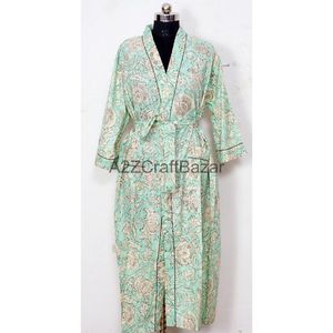 Bata Kimono Vintage de Algodón 100% para Mujer, Talla Única, Estampado Floral Romántico, Ropa de Dormir Cómoda para el Hogar - Product Image 2