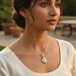 Collar con Colgante Ovalado de Plata 925 para Mujer, Uso Diario, Estilo Religioso, Material de Oro Rosa y Platino, Chapado en Rodio - Product Image 2