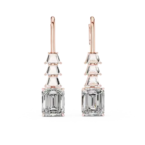 Boucles d'oreilles élégantes en émeraude et diamant avec un design élégant en cascade pour femmes, accessoires - Product Image 3