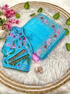 Diseñador de calidad superior Exclusivo Pure Soft Crush con bordado de codificación Sari Mujer Moda al precio más bajo - Product Image 2