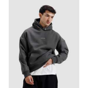 Sweat à capuche essentiel en molleton 100 % coton, délavé à l'acide, avec broderie 3D et impression sérigraphiée, taille XL - Product Image 5