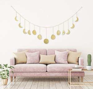 Guirlande murale en métal doré de 50 pouces avec 13 phases lunaires pour la vente en gros - Product Image 2