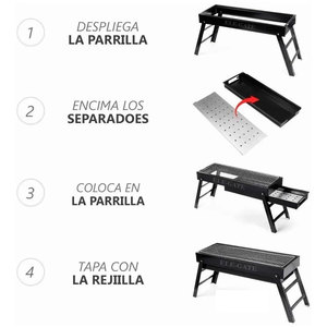 เตาปิ้งย่างไฟฟ้าพับได้แบบพกพา ปรับความสูงได้ วัสดุเหล็กกล้าคาร์บอน สำหรับบาร์บีคิวกลางแจ้ง - Product Image 1