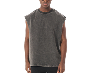 Camiseta sin Mangas Deportiva Lavada, Camiseta sin Mangas Vintage Lavada al Ácido Personalizada para Hombre - Product Image 1