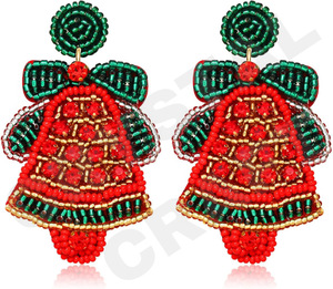 Sus pendientes de cuentas rojas de viernes para mujer Día conmemorativo patriótico Material de tela de color naranja blanco azul - Product Image 5