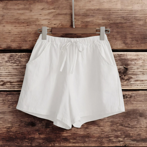 Short en lin, Short en lin taille haute pour femme, Short de plage en lin jaune avec poche, Short en lin femme, Short personnalisé - Product Image 1