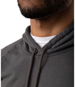 Sweat-shirts à capuche tricotés respirants personnalisés de haute qualité pour hommes, en coton biologique, anti-rétrécissement, durables, unis, vierges ou imprimés - Product Image 4