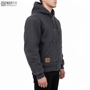 Top Premium Nueva llegada Denim Vintage Stone Washed Full Zip Hoodie Bordado desgastado Cremallera Sudadera con capucha Último estilo de chándal - Product Image 5