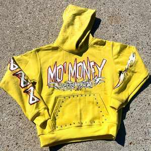 เสื้อฮู้ดดี้ทรงบ็อกซี่สำหรับฤดูหนาว ผ้าฟลีซเนื้อหนัก 100% ผ้าฝ้ายคุณภาพสูง ซักแบบสโตนวอช ตกแต่งด้วยคริสตัล  รับผลิตตามสั่งขายส่ง บริการ OEM - Product Image 2