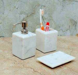 Ensemble de salle de bain en marbre blanc marbre poli pour comptoir de salle de bain vanité à la maison utilisation décorative et fonctionnelle d'Inde - Product Image 1