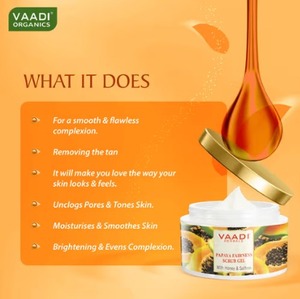 Vaadi herbals เจลสครับมะละกอสำหรับผิวที่สดใสหรือเรียบเนียนและกระจ่างใสผู้จัดจำหน่ายในอินเดีย - Product Image 1
