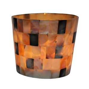 Porte-bougie en verre transparent avec motif d'échecs et nacre pour la décoration de la maison, Noël, la Saint-Valentin et Pâques et l'affichage de bougies - Product Image 1