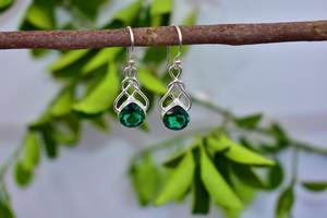 Top qualité 925 argent Sterling plaqué Style bohème boucles d'oreilles à la mode émeraude pierre précieuse lunette naturelle anniversaire approvisionnement - Product Image 6