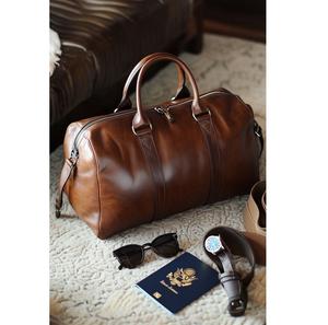 Manufacturer Custom Classic Design Modern Genuine Leather Men's <b>Holdall</b> Duffle Overnight Weekend Duffel <b>Travel</b> Bag - Product Image 1