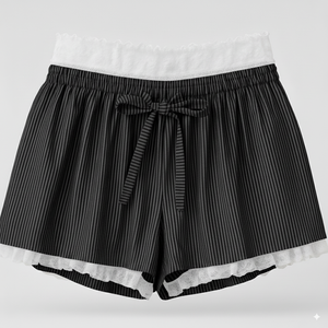 Shorts de pyjama décontractés modernes pour femmes, en tricot côtelé élégant, avec bordure en dentelle, haute élasticité, respirant, séchage rapide, coupe ample, fabriqués en usine - Product Image 5