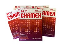 Papel de Copia Chamex A4, 80 g/m², 100% Pulpa de Madera Virgen, 500 Hojas/Resma, 5 Resmas/Caja, Impresión de Oficina, Blanco Natural, Precio Bajo de Fábrica