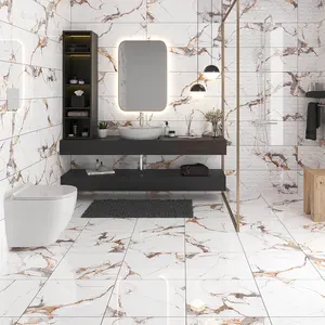 Carreaux de céramique aspect marbre mur 30x90 sol salle de bain 45x45
