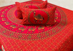 Nueva llegada indio hecho a mano impreso sábana de algodón puro para decoración del hogar y el hotel - Product Image 3