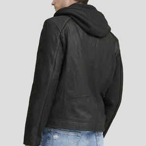 Chaqueta de Cuero para Hombre, Modelo 2025, Resistente al Viento, Ecológica, con Cuello Alto, Logotipo Frontal, Estilo Vintage, Personalizable - Product Image 2