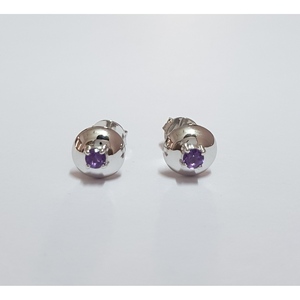Classic White Gold & Amethyst Ear <b>Stud</b> <b>Earrings</b> 18k Rose Gold for Wedding Engagement Party or Gift - Product Image 5