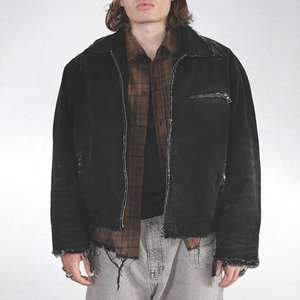 Custom <b>Mens</b> Black Streetwear Denim <b>Jacket</b> Zip Up OEM Manufacturer - Product Image 3