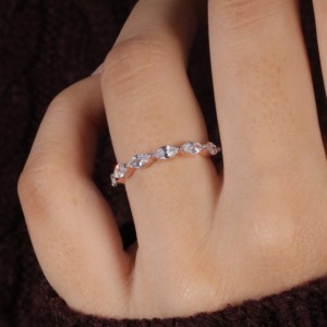 Belle bague de fiançailles en argent sterling personnalisée forme de marquise blanche Moissanite diamant à facettes élégant pendentif bijoux - Product Image 1