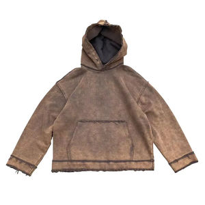 Envío rápido Sudadera con capucha de lavado ácido de gran tamaño para hombre Patrón 3D Logotipo bordado High Street Jersey desgastado transpirable para invierno - Product Image 4