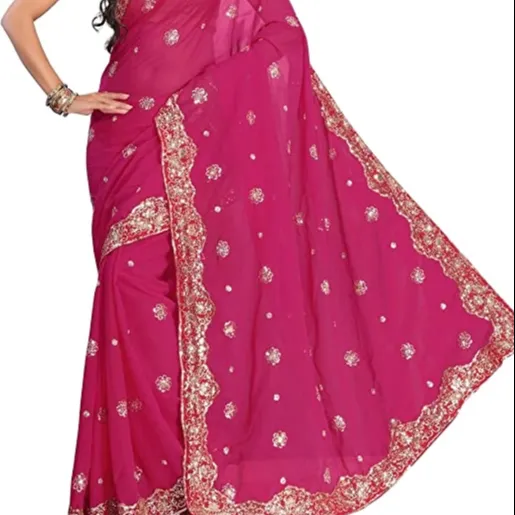 Etnik kadın Bollywood pullu işlemeli Sari festivali Saree Unstitched bluz parça kostüm Boho parti giyim hint/pakistan