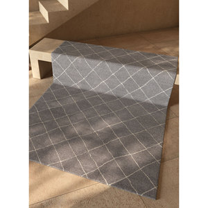 พรมขนสัตว์ผสมวิสโคสสีเทาดำลายเรขาคณิต รุ่น Tra-14613 สำหรับตกแต่งบ้าน ห้องโถง ห้องนอน หนา 10 มม. ผลิตด้วยมือจาก PVC เหมาะสำหรับวัยรุ่น - Product Image 5