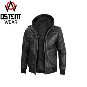 Veste en cuir d'hiver pour hommes coupe ajustée style rue sur mesure porte-manteau décontracté de grande taille ODM Letterman Design - Product Image 3