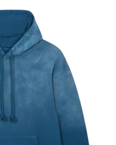 Sudadera con Capucha Azul Lavada al Ácido Personalizada por el Fabricante, Sudadera de Forro Polar Holgada para Mujer, Ropa Urbana, Fabricante Personalizado, Venta al por Mayor - Product Image 2