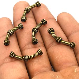 Perle tube incurvée 25X3mm pour la fabrication de colliers et de bracelets Plaqué or 18 carats Argent Oxydé Cuivre Plaqué B310 - Product Image 1