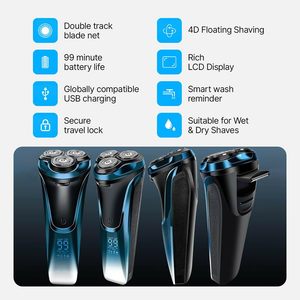 Afeitadora Eléctrica Facial Recargable con USB para Hombre, Afeitadora Rotativa Húmeda/Seca con Resistencia al Agua IPX7 para Uso en el Automóvil - Product Image 2