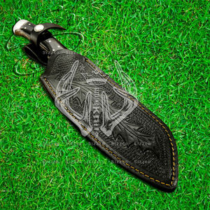 Cuchillo de Cocina Profesional Personalizado de Acero D2, Cuchillo de Carnicero de Alta Calidad, Ecológico, con Funda de Cuero de Cuerno de Toro Cómoda y Personalizada - Product Image 6
