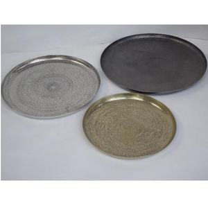 Bandeja de Metal Martillado, Bandeja Rectangular de Latón, Acabado Plateado y Negro, Artesanía de Metal, Latón, Cobre, Plata, Hogar - Product Image 4