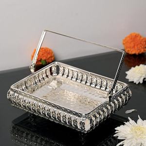 ถาดเสิร์ฟโลหะโบราณ ทำด้วยมือ คุณภาพสูง น้ำหนักเบา รูปทรงวงรี ดีไซน์สวยงาม ใช้เป็นที่เก็บของบนโต๊ะ จัดระเบียบบ้าน - Product Image 1