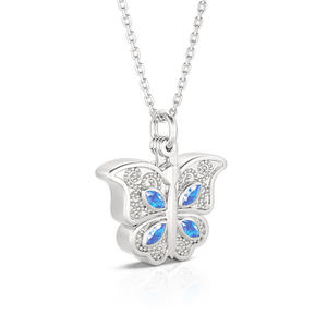 Collier personnalisé en argent sterling Jeulia avec pendentif cœur papillon ouvrable - Product Image 5
