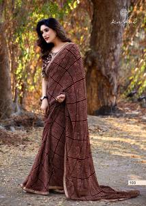 Elegantes Saris Modernos de Mono Georgette con Bordado para Fiestas, Venta al por Mayor para Revendedores, Boutiques, Tiendas en Línea, Compradores OEM, NEETA CREATION - Product Image 2