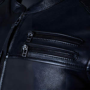 Veste en cuir zippée pour homme, coupe slim, coupe-vent et respirante, style urbain, de haute qualité, fabriquée par des professionnels, avec col montant. - Product Image 4