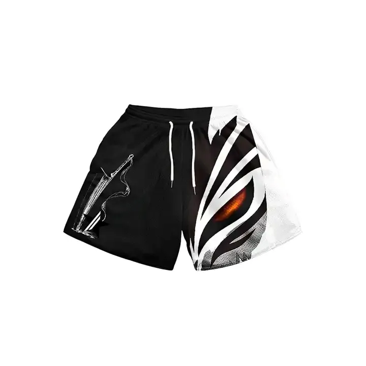 Shorts décontractés Confortable Fitness Mens Bodybuilding Running Short à séchage rapide Anime GYM Shorts Men Fashion Mesh Breathable.