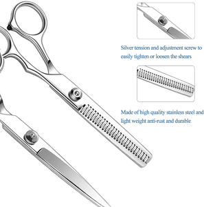 Ciseaux de coupe de cheveux professionnels en acier inoxydable de qualité supérieure Ciseaux de texturation droits Barbiers pointus écologiques Utilisation de beauté OEM - Product Image 3