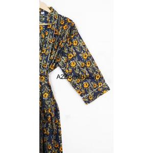 Kimono con estampado de bloque de algodón 100% de la mejor calidad para mujer, bata Floral ligera, cintura elástica para verano, Primavera, Frente surtido - Product Image 4