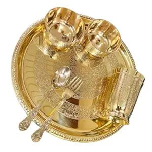 Ensemble de thali en laiton pur de qualité supérieure, vaisselle traditionnelle indienne pour la restauration indienne, disponible pour la vente en gros - Product Image 4
